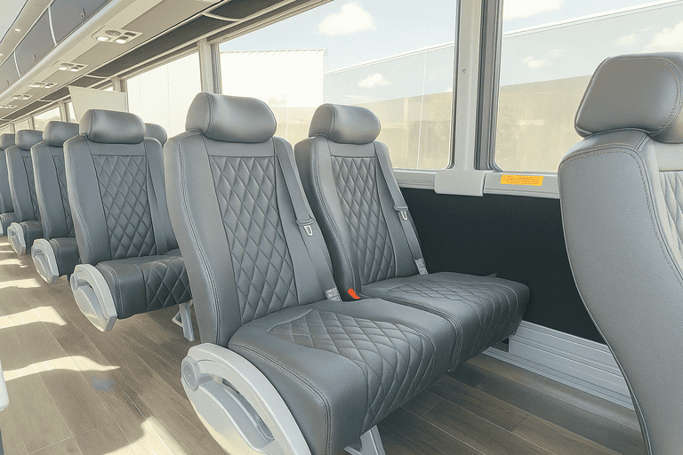 interior of McAllen Minibus Company charter bus