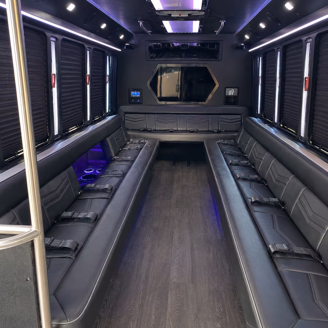 mcallen 18 passenger party bus interior