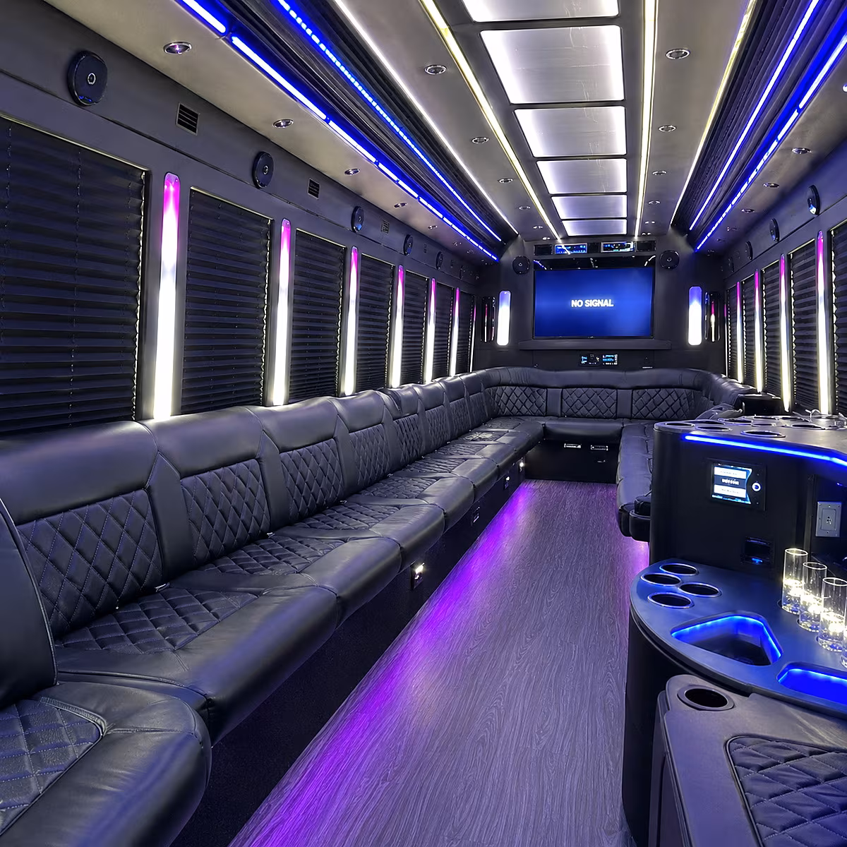 mcallen 30 passenger party bus inside